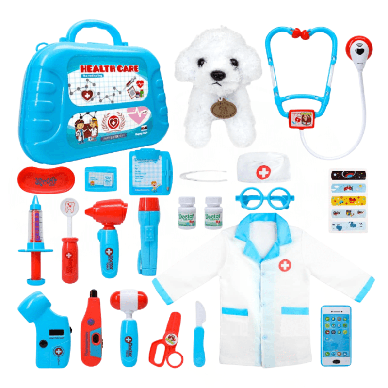 Doctor Kit for Kids, Pretend Play Set with Light Stethoscope, Bag/Case - Babies Mall