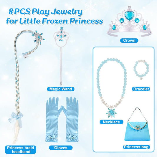 Light Up Princess Dress Costume with Crown Wand Jewelry for Girls - Babies Mall
