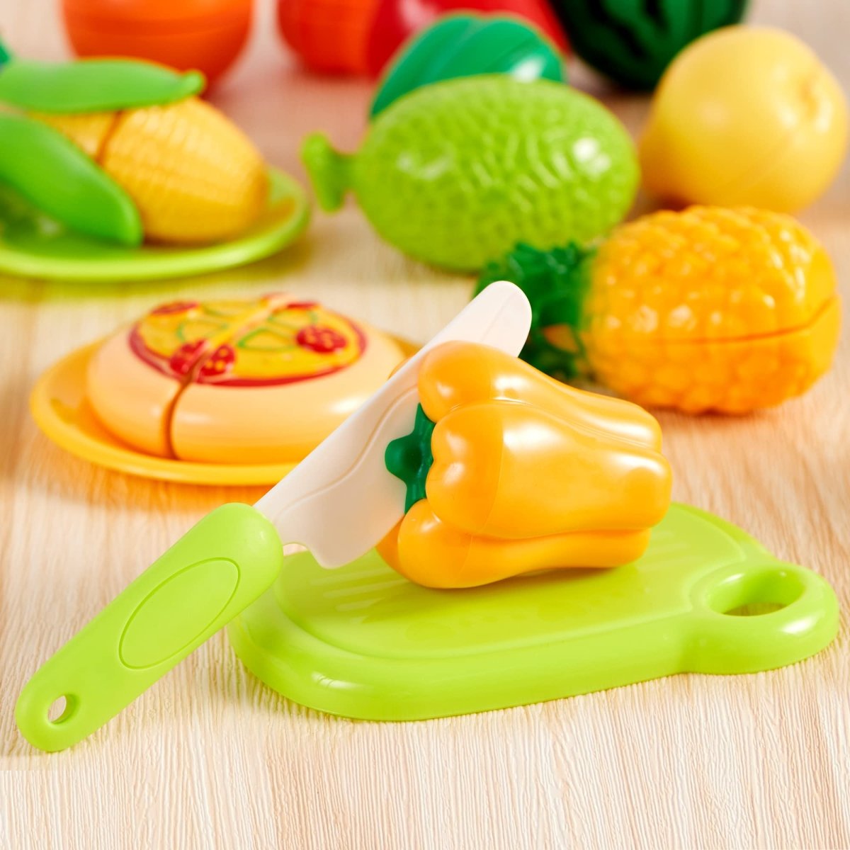 71Pcs Pretend Cutting Food Toy Set Fruits, Veggies, Basket Utensils - Babies Mall