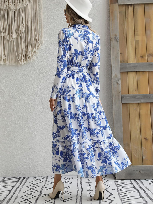 Summer Flowy Dress with Leaf Print