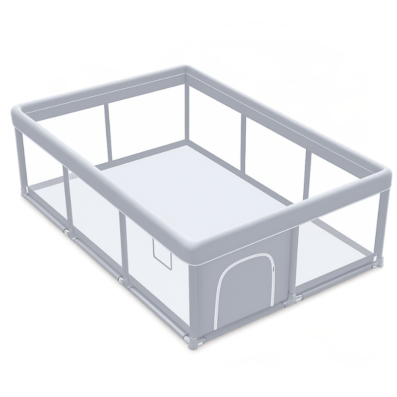 Baby Playpen 50–79 Inches with 360° Mesh, Zipper Door, Suction Feet - Babies Mall