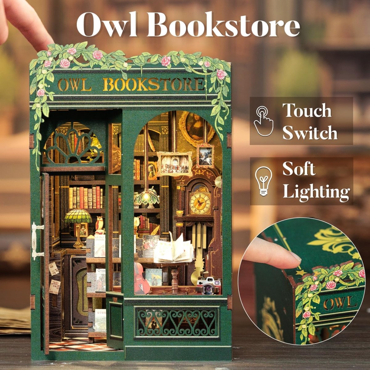 DIY Book Nook Kit with LED, Wooden Miniature Bookstore Craft Set - Babies Mall