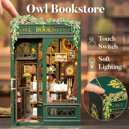 DIY Book Nook Kit with LED, Wooden Miniature Bookstore Craft Set - Babies Mall