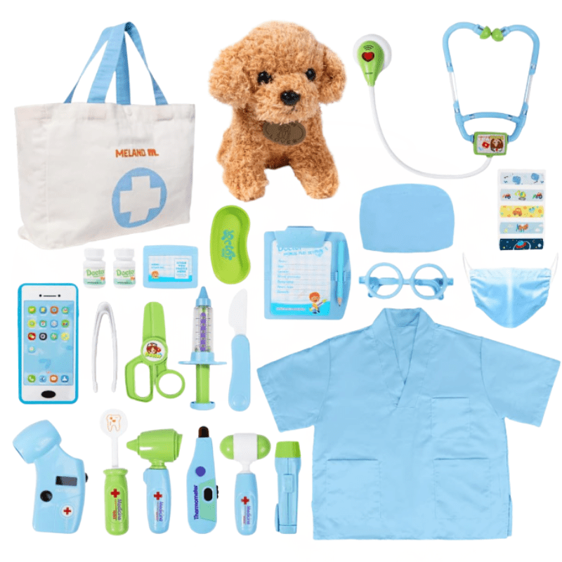 Doctor Kit for Kids, Pretend Play Set with Light Stethoscope, Bag/Case - Babies Mall