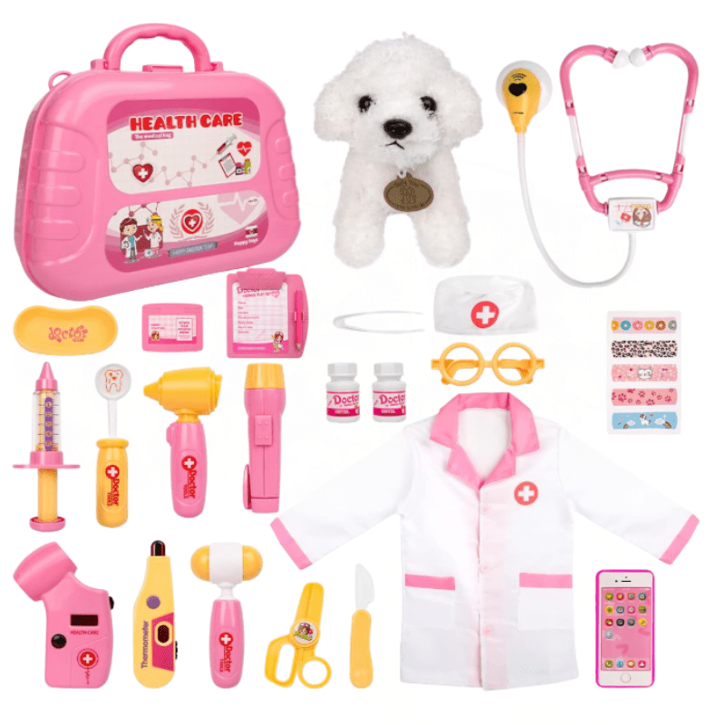 Doctor Kit for Kids, Pretend Play Set with Light Stethoscope, Bag/Case - Babies Mall