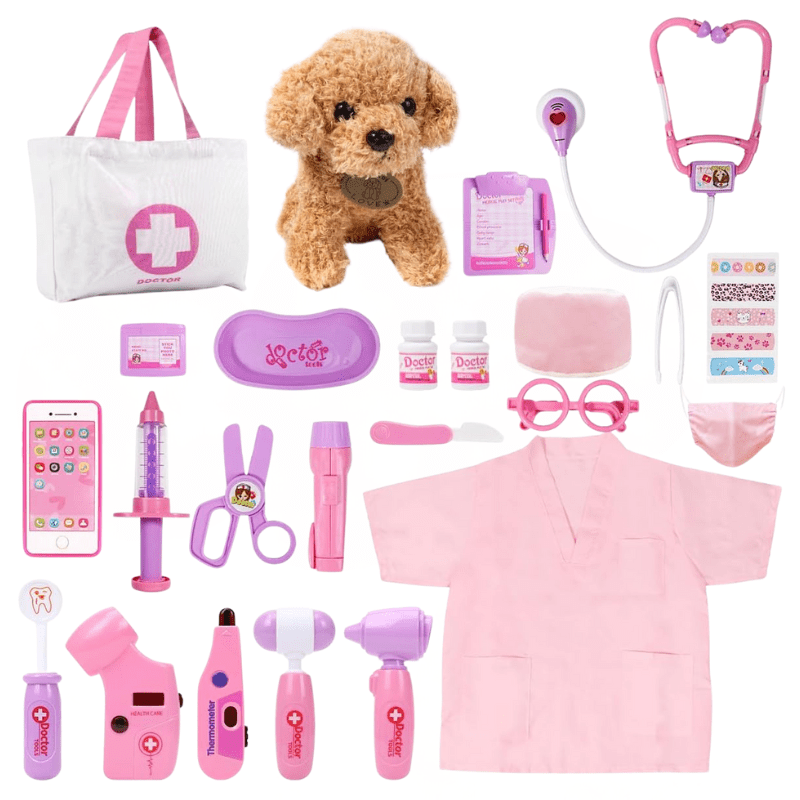 Doctor Kit for Kids, Pretend Play Set with Light Stethoscope, Bag/Case - Babies Mall