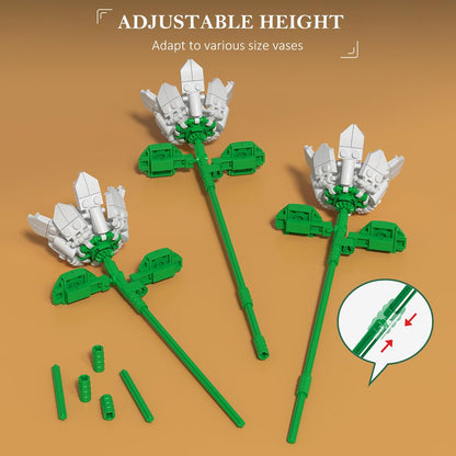 Flower Bouquet Set with 18 Botanical Stems, 1464PCS DIY Gift Kit - Babies Mall