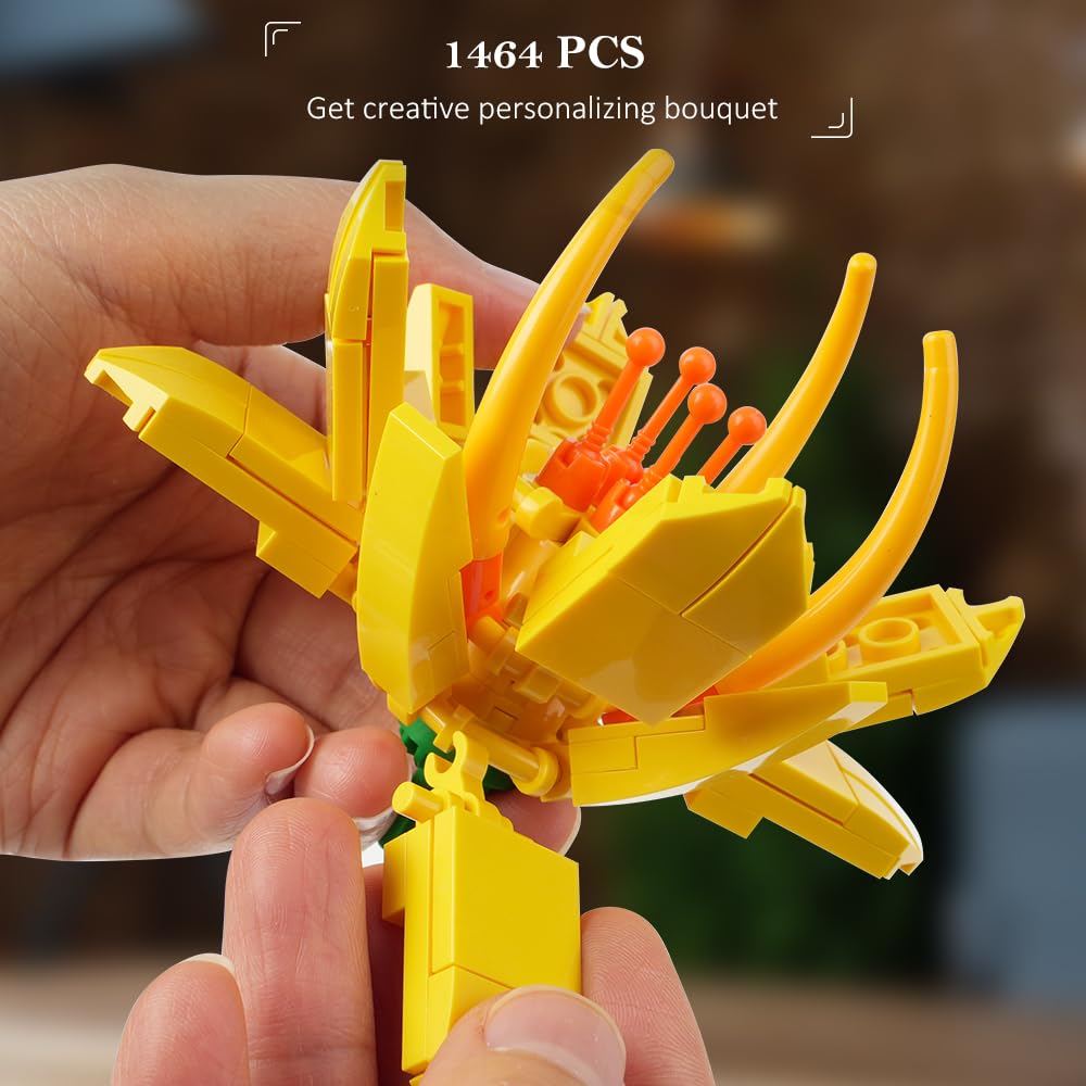 Flower Bouquet Set with 18 Botanical Stems, 1464PCS DIY Gift Kit - Babies Mall