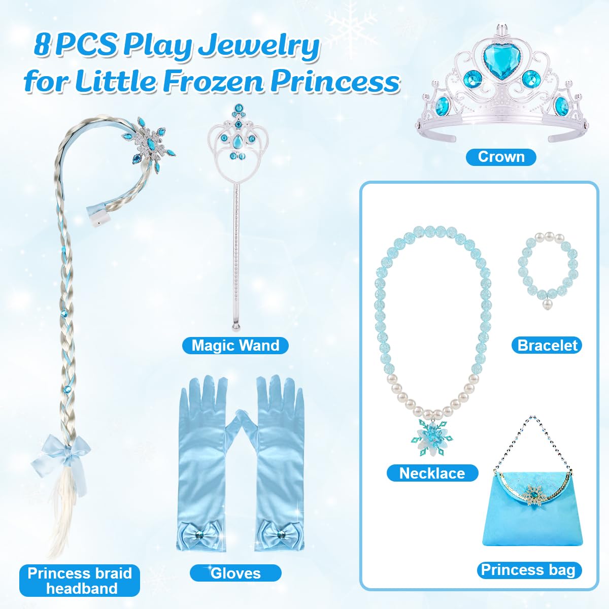 Light Up Princess Dress Costume with Crown Wand Jewelry for Girls - Babies Mall