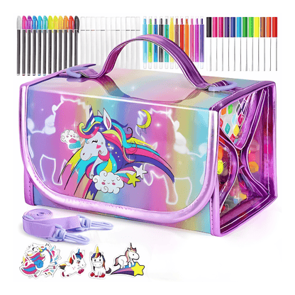 Unicorn Art Kit with Scented Pens, Pencil Case & 48 Drawing Tools - Babies Mall