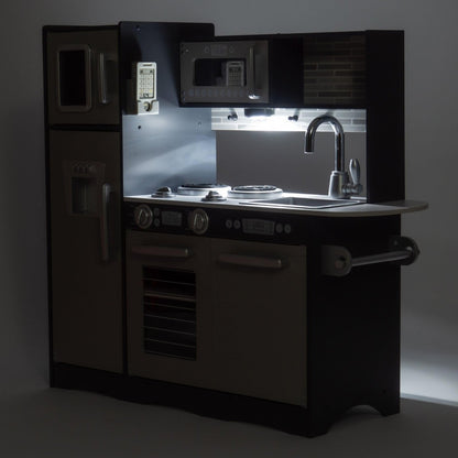 Wooden Kids Kitchen with LED, Microwave, Fridge, Accessories and Oven - Babies Mall